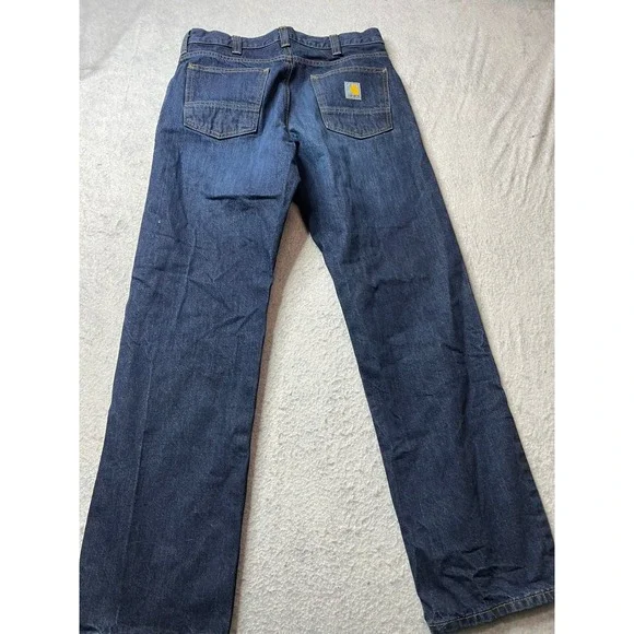 Carhartt Relaxed Fit Mens Dark Wash Denim Jeans 30x32 Workwear very nice - Picture 2 of 4